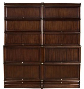 4251549356813 - Luxus Mahagoni BÃ¼cherschrank mit 10 GlastÃ¼ren und 2 Schubladen Dunkelbraun 172 x 365 x H 197 cm - Luxus BÃ¼romÃ¶bel