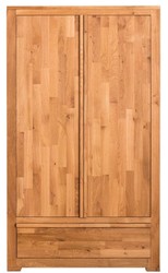 4251549356950 - Landhausstil Kleiderschrank Naturfarben 110 x 55 x H 190 cm - Eichenholz Schlafzimmerschrank mit 2 TÃ¼ren und Schublade