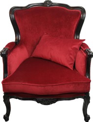 4251549357001 - Luxus  Barock Sessel Bordeaux   Schwarz  - Luxus Barock MÃ¶bel - Made in France - Hotel Restaurant MÃ¶bel