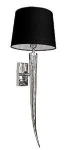 4251549357292 - Designer Wandleuchte Silber   Schwarz 15 x 7 x H 71 cm - Hotel & Restaurant Wandlampe mit Lampenschirm