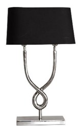 4251549357308 - Designer Tischleuchte Silber   Schwarz 31 x 13 x H 55 cm - Luxus Wohnzimmer Tischlampe