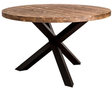 4251549357445 - Landhausstil Esstisch Braun   Schwarz Ã 130 x H 78 cm - Runder Massivholz KÃ¼chentisch