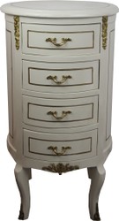 4251549357476 - Barock Kommode Rund Antik Stil Creme WeiÃ   Gold 42 x H 775 cm - Barock MÃ¶bel