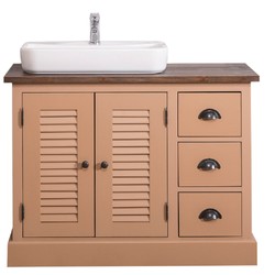 4251549357513 - Landhausstil Massivholz Waschbeckenschrank Braun   Dunkelbraun 100 x 51 x H 75 cm - Landhausstil BadezimmermÃ¶bel