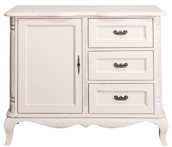 4251549357582 - Landhausstil Kommode mit TÃ¼r und 3 Schubladen Antik Hellgrau 110 x 48 x H 89 cm - Landhausstil WohnzimmermÃ¶bel