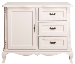 4251549357582 - Landhausstil Kommode mit TÃ¼r und 3 Schubladen Antik Hellgrau 110 x 48 x H 89 cm - Landhausstil WohnzimmermÃ¶bel