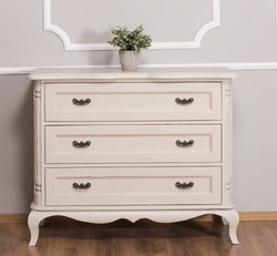 4251549357599 - Landhausstil Kommode mit 3 Schubladen Antik Hellgrau 110 x 48 x H 89 cm - Landhausstil MÃ¶bel