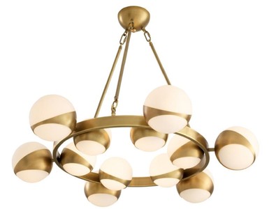 4251549357698 - Luxus Kronleuchter Antik Messingfarben   WeiÃ Ã 96 x H 73 cm - Luxus MÃ¶bel