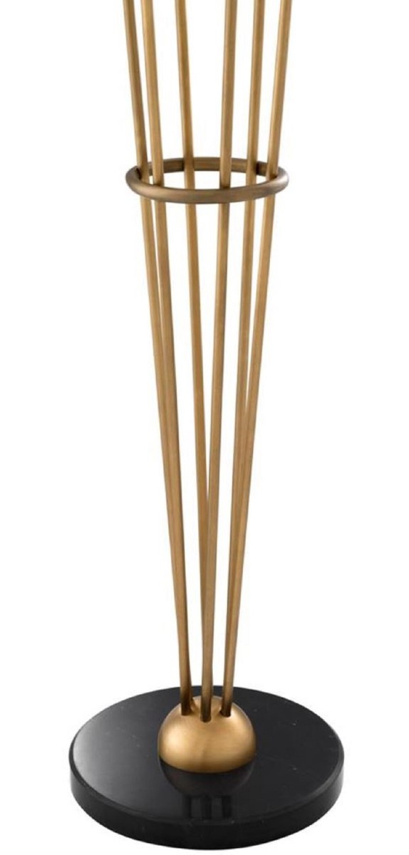 Casa Padrino luxury floor lamp antique brass / black / white Ø 42 x H. 169 cm - Designer Floor Lamp with Marble Base and Spherical Glass Lampshades