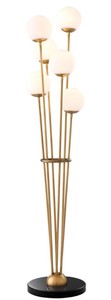 4251549357704 - Luxus Stehleuchte Antik Messingfarben   Schwarz   WeiÃ Ã 42 x H 169 cm - Designer Stehlampe mit Marmorsockel und kugelfÃ¶rmigen Glas Lampenschirmen