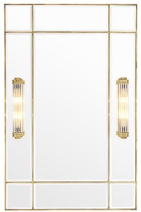 4251549357728 - Luxus Wandspiegel mit Licht Vintage Messingfarben 90 x 13 x H 140 cm - Luxus QualitÃ¤t