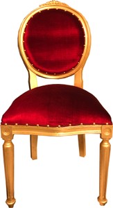 4251549357841 - Barock Medaillon Luxus Esszimmer Stuhl ohne Armlehnen in Bordeaux   Gold