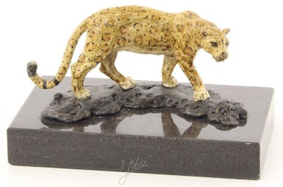 4251549358367 - Luxus Bronzefigur Jaguar Mehrfarbig   Schwarz 127 x 77 x H 74 cm - Wohnzimmer Deko