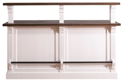 4251549358398 - Landhausstil Theke mit 3 Schubladen WeiÃ   Dunkelbraun 180 x 68 x H 120 cm - Landhausstil MÃ¶bel