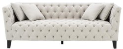 4251549358435 - Luxus Chesterfield Wohnzimmer Sofa mit 4 Kissen Sandfarben   Schwarz 217 x 92 x H 78 cm - Luxus MÃ¶bel