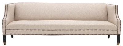 4251549358640 - Luxus Sofa Sandfarben   Schwarz   Antik Messingfarben 210 x 80 x H 75 cm - WohnzimmermÃ¶bel