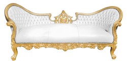 4251549358749 - Barock Sofa Vampire WeiÃ   Gold 200 x 75 x H 82 cm - Handgefertigte Lounge Couch mit Lederoptik - Limited Edition - BarockmÃ¶bel