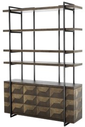 4251549358756 - Luxus Regalschrank mit 2 TÃ¼ren Braun   Bronze 140 x 40 x H 200 cm - Wohnzimmerschrank