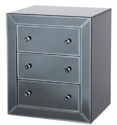 4251549358800 - Luxus Spiegelglas Nachttisch mit 3 Schubladen Schwarz 57 x 46 x H 685 cm - Luxus MÃ¶bel