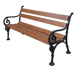 4251549358831 - Jugendstil Gartenbank mit Armlehnen Braun   Schwarz 150 x 40 x H 76 cm - GartenmÃ¶bel