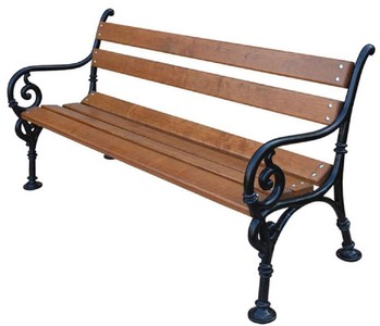 4251549358848 - Jugendstil Gartenbank mit Armlehnen Braun   Schwarz 180 x 40 x H 74 cm - GartenmÃ¶bel