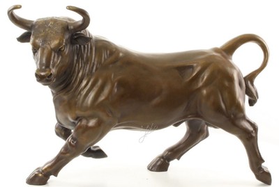 4251549358961 - Luxus Deko Bronze Skulptur Stier Bronze   Gold 57 x 24 x H 387 cm - Bronzefigur