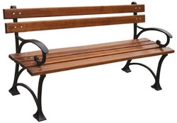 4251549359302 - Jugendstil Parkbank Braun   Schwarz 180 x 44 x H 73 cm - Gartenbank mit Armlehnen - GartenmÃ¶bel