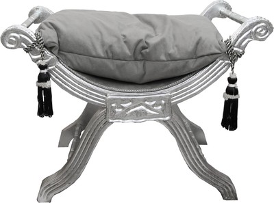 4251549359678 - Barock Sitzhocker - Kreuzhocker Grau   Silber - MÃ¶bel