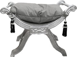 4251549359678 - Barock Sitzhocker - Kreuzhocker Grau   Silber - MÃ¶bel