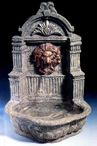 4251549360162 - Barock Mini Wandbrunnen LÃ¶we Grau H 31 cm - Gartenbrunnen im Barockstil