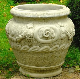 4251549360278 - Barock Blumentopf Grau Ã 59 x H 66 cm - Runder Prunkvoller Pflanzentopf im Barockstil