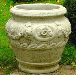 4251549360278 - Barock Blumentopf Grau Ã 59 x H 66 cm - Runder Prunkvoller Pflanzentopf im Barockstil