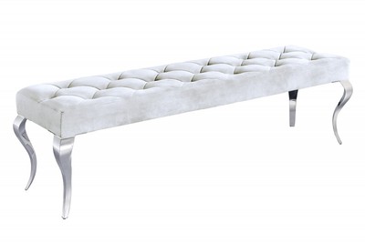 4251549360308 - Barock Sitzhocker  Silber - Designer Sitzbank - Hocker - Barock Bank