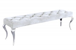 4251549360308 - Barock Sitzhocker  Silber - Designer Sitzbank - Hocker - Barock Bank