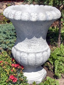 4251549360360 - Barock Blumentopf Grau Ã 39 x H 54 cm - Runder Prunkvoller Pflanzentopf im Barockstil