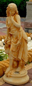 4251549360407 - Jugendstil Gartendeko Skulptur   Statue MÃ¤dchen mit einem kleinen Krug Beige 26 x 23 x H 67 cm - Steinfigur Gartenskulptur
