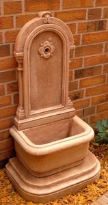 4251549360735 - Jugendstil Wandbrunnen Antik Creme Braun H 113 cm - Brunnen Gartenbrunnen Steinbrunnen
