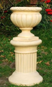 4251549360902 - Barock SÃ¤ule Sandfarben Ã 32 x H 40 cm - Kleine runde GartensÃ¤ule im Barockstil - Garten Deko Accessoires