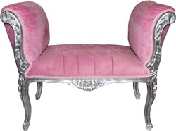 4251549360971 - Barock Schemel Hocker Rosa Silber mit Bling Bling Glitzersteinen - Barock Sitzbank 4251549360971 - Barock Schemel Hocker Rosa Silber mit Bling Bling Glitzersteinen - Barock Sitzbank