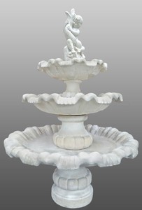 4251549361114 - Barock Gartenbrunnen Junge mit Fisch WeiÃ Ã 130 x H 186 cm - 3 Stufiger Springbrunnen - Gartenbrunnen