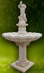 4251549361138 - Jugendstil Gartenbrunnen   Springbrunnen Junge mit Muschel Grau Ã 125 x H 212 cm - Barock & Jugendstil Gartendeko Accessoires