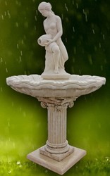 4251549361664 - Jugendstil Gartenbrunnen   Springbrunnen Frau mit Krug Grau Ã 125 x H 203 cm - Barock & Jugendstil Gartendeko Accessoires