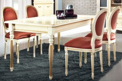 Casa Padrino Set Di Sala Da Pranzo Barocco Di Lusso Crema Oro Arancio Tavolo Da Pranzo Allungabile Con 4 Sedie Da Pranzo Arredamento Sala Da