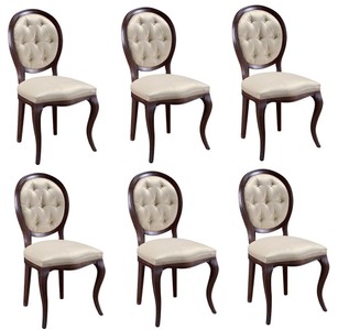 Casa Padrino Luxus Jugendstil Chesterfield Esszimmer Set Dunkelbraun Cremefarben 51 X 44 X H 99 Cm 6 Esszimmerstuhle Esszimmermobel Stuhl Sets