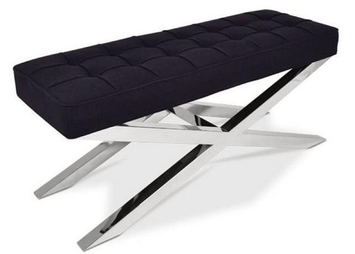 Casa Padrino Luxus Chesterfield Sitzbank Schwarz Silber 120 X 42 X H 50 Cm Wohnzimmermobel Ceres Webshop