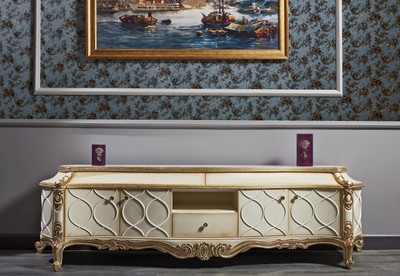 Casa Padrino Luxury Baroque Tv Cabinet White Antique Gold 242 X