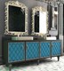 Casa Padrino Conjunto de Ba&ntilde;o Barroco de Lujo Negro / Azul / Oro - 1 Mesa de Lavado con 4 Puertas y 2 Lavabos y 2 Espejos de Pared - Suntuosos Muebles de Ba&ntilde;o – Bild 1
