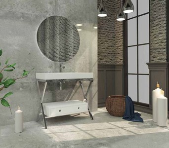 Casa Padrino Conjunto de Ba&ntilde;o de Lujo Plata / Blanco - 1 Mesa de Lavado con Caj&oacute;n y 1 Lavabo y 1 Espejo de Pared LED - Calidad de Lujo – Bild 2