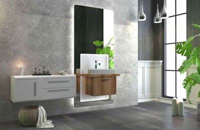 Casa Padrino Conjunto de Ba&ntilde;o de Lujo Marr&oacute;n / Blanco - 1 Mesa de Lavado y 1 Lavado y 1 Espejo de Pared LED y 1 Gabinete Colgante - Muebles de Ba&ntilde;o de Lujo – Bild 2