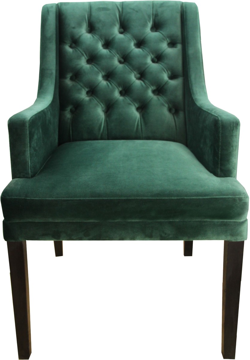 Casa Padrino Designer Dining Chair With Armrests Green Black Hotel Furniture Beech Wood Chesterfield Design